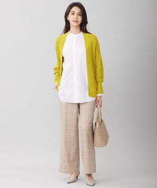 自由区 【洗える】ウィンドウペーンチェックワイド パンツ ベージュ系