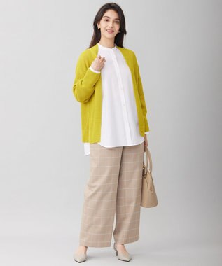 自由区 【洗える】ウィンドウペーンチェックワイド パンツ ベージュ系