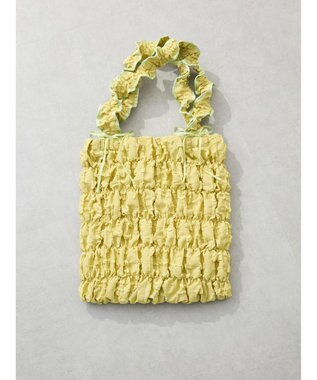 Green Parks ・ＱＵＯＮギャザーキルティングリボントートバッグ Yellow