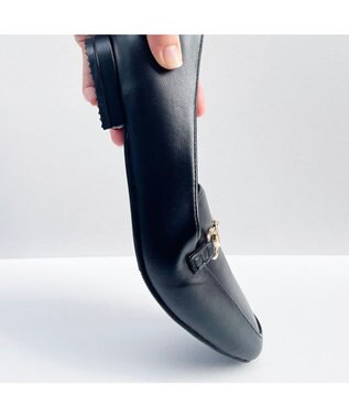 MODE ET JACOMO <noyau>スクエアトゥビット付きヒールローファー ブラック