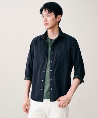 JOSEPH ABBOUD 【2WAY・リバーシブル・七分袖】リバーシブルストライプ シャツ