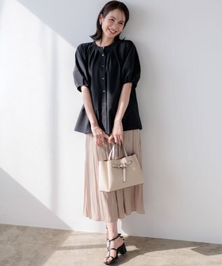 組曲 ギャザーライトデシン パンツ ベージュ系