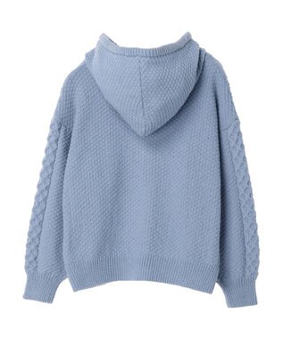 earth music&ecology ケーブルニットパーカー Grayish Blue