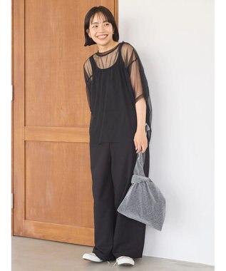 AMERICAN HOLIC チュールオーバーサイズＴシャツ Black