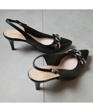 Pointer 日本製 本革チェーンビット付きバックバンドミュール ブラック