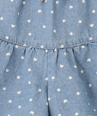 ANY KIDS 総柄フリル キュロット デニムブルー×ネコドット