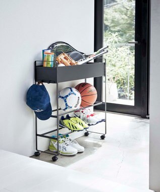 tower キャスター付き 玄関収納ラック タワー ブラック ブラック