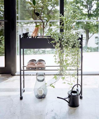 tower キャスター付き 玄関収納ラック タワー ブラック ブラック