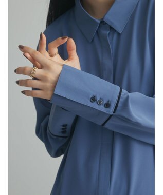 Green Parks armonia．配色シャツワンピース Blue