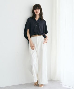 YECCA VECCA 【セットアップ可能】ストライプ柄シャツ Navy