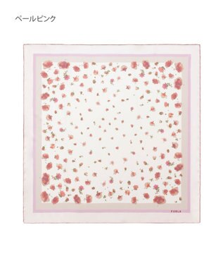 MOONBAT FURLA(フルラ)シルクツイル 水彩フラワー スカーフ 88cm×88cm ペールピンク