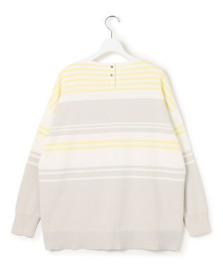 23区 L 【先行予約】コットンポリエステルストレッチ オーバーサイズ ニット ベージュ×イエロー系