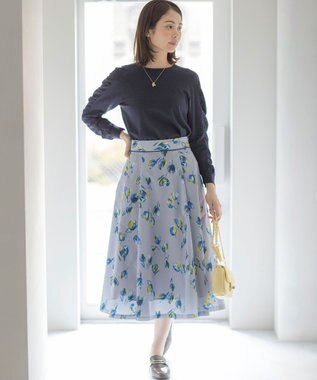 組曲 チューリッププリント フレアスカート ロイヤルブルー系5