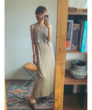 Green Parks ニットビスチェ付きカットソーワンピース Beige