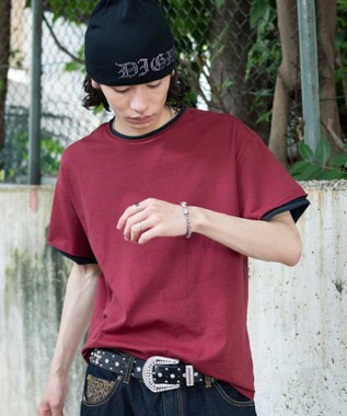 WEGO フェイクレイヤードボーダーT（SS） レッドボーダー