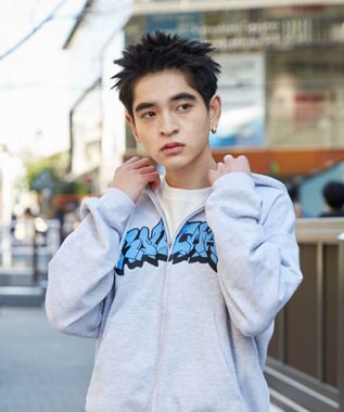 WEGO 【ユニセックス着用ITEM】ワッペンロゴZIPパーカー アッシュグレー