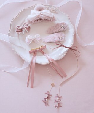 Maison de FLEUR ピンクマニアグログランリボンパールクリップ Pink