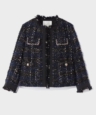 GRACE CONTINENTAL ビジューラインツイードジャケット ネイビー