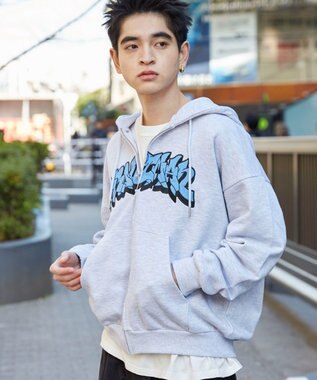 WEGO 【ユニセックス着用ITEM】ワッペンロゴZIPパーカー アッシュグレー