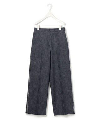 ICB L 【洗える】 コットンリアクティブデニム ワイドストレートパンツ インディゴ系