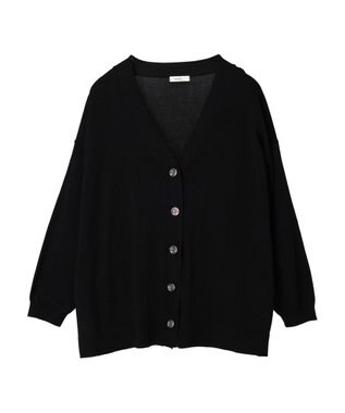 earth music&ecology サイドスリットルーズＶネックカーディガン Black