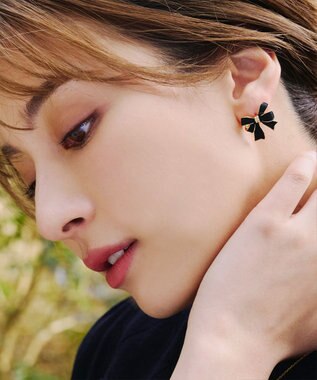 Tiaclasse   【金属アレルギー対応】リボンモチーフピアス ブラック