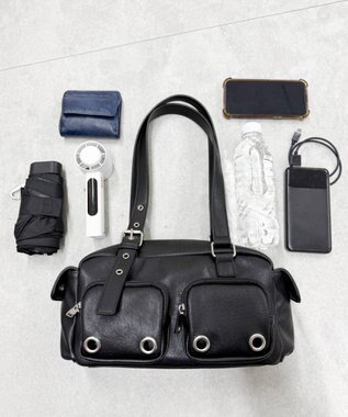 WEGO アイレットデザインボストンバッグ ブラック