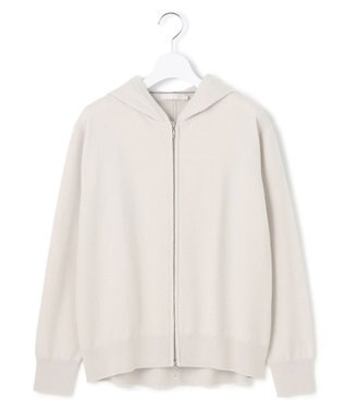 ICB L 【洗える】ソフトカシミヤミックス ジップアップ ニットパーカー トープ系