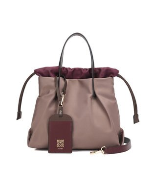 style code 【PADMA/パドマ】ナイロン×レザー　巾着　ショルダーバッグ 2WAY ピンク