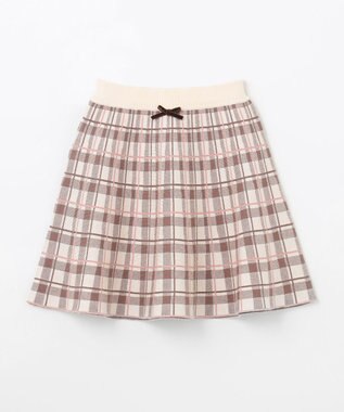 ANY KIDS しあわせタッチ ニット スカート モカチェック