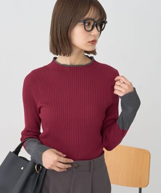 earth music&ecology ハイネックリブニットプルオーバー Bordeaux