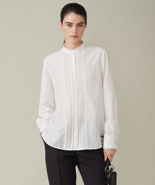 ICB 【洗える】 セシェシルキーローン シャツブラウス オフホワイト系