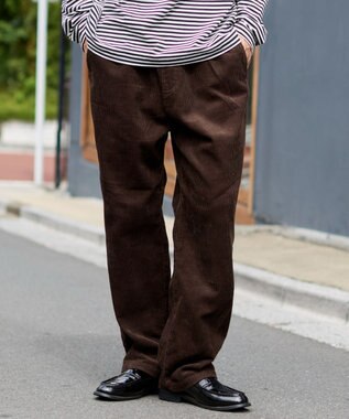 WEGO 【ユニセックス着用ITEM/ウエストゴム/SMLサイズ展開】コーデュロイイージーストレートパンツ