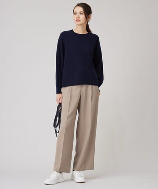 自由区 【洗える】ツイステッドダブルクロスワイドストレート パンツ モカ