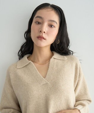 YECCA VECCA 襟付きVネックニット Beige