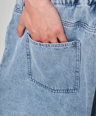 WEGO 【ユニセックス着用ITEM/MLサイズ展開/ウエストゴム】ボクサードッキングデニムショーツ デニム淡加工色