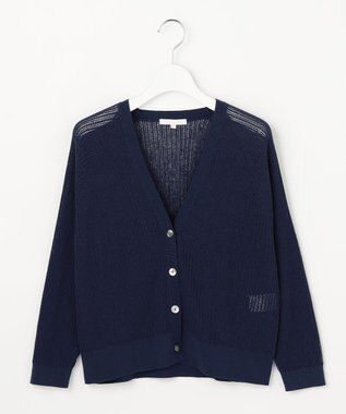 自由区 S ファインリネンナイロン カーディガン ネイビー