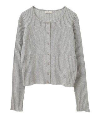 earth music&ecology シルバープチ釦リブニットカーディガン Gray
