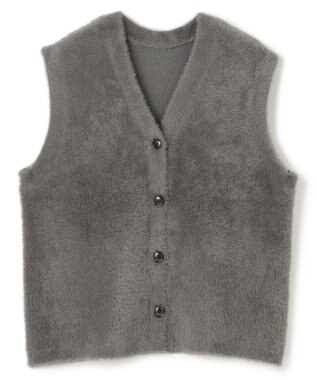 UNFILO ナイロンシャギー カーディガン ベスト チャコール