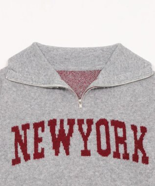 WEGO フラッフィーハーフジップニット 杢グレー