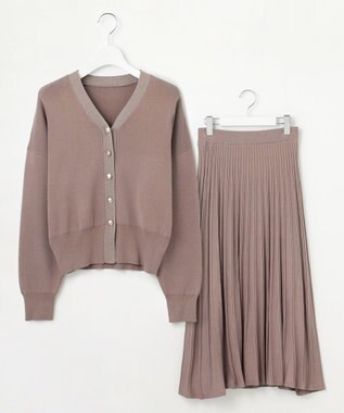 Feroux 【洗える・セットアイテム】ラメライン・ニットセットアップ ベージュ系