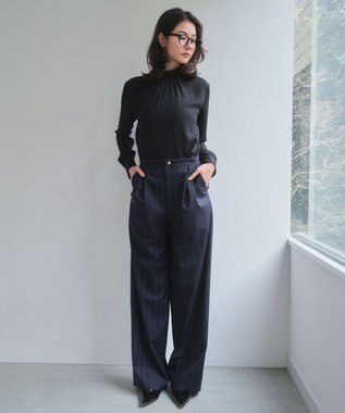 BEIGE， 【セットアップ対応】GEORGE / ウールストライプ  ツータックパンツ Navy Stripes