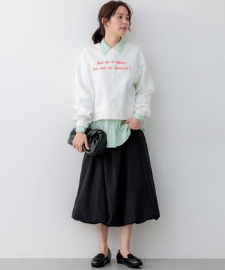 組曲 ソフトクロスバルーン スカート ブラック系