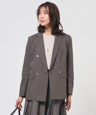 J.PRESS LADIES セルロースリネンストレッチ ダブル ジャケット