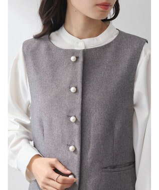 earth music&ecology パールボタンジレ Gray