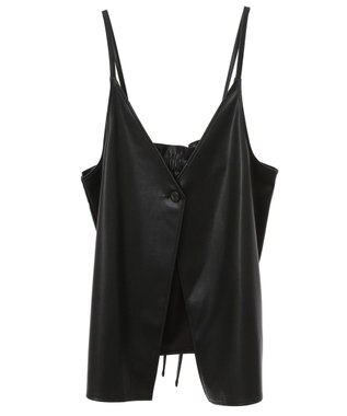 Green Parks フェイクレザーキャミベスト Black