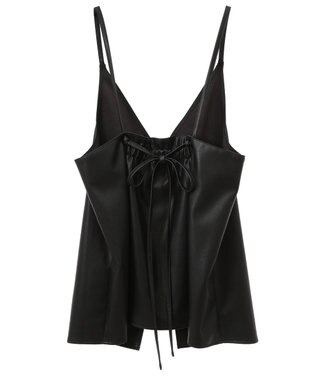 Green Parks フェイクレザーキャミベスト Black
