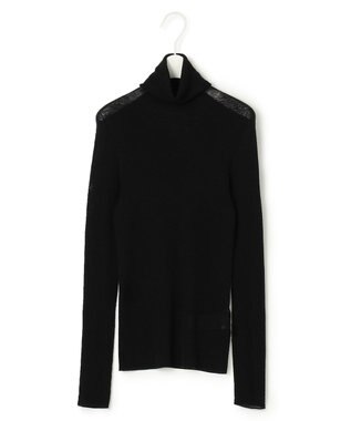 ICB 【洗える】シアーウール タートルニット ブラック系