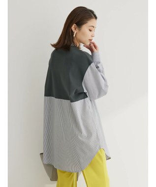 Green Parks 比翼カットドッキングチュニック Stripe Black