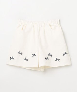 ANY KIDS ひんやりクール リボンショートパンツ オフホワイト